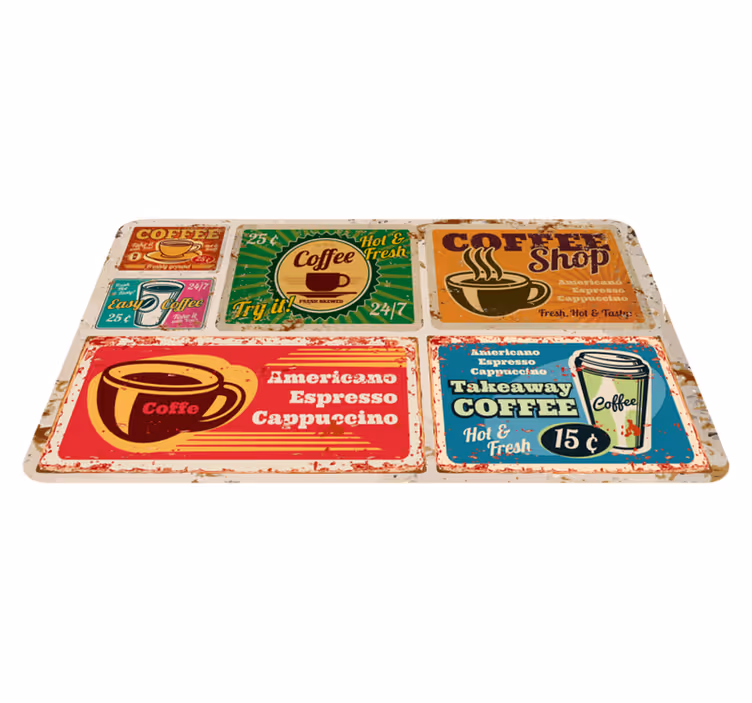 Tappeto vinile frase motivi a tema café - TenStickers