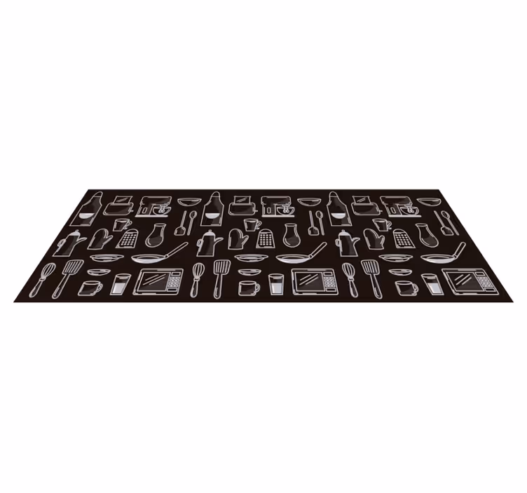 Tappeto in vinile cucina moderno con utensili - TenStickers