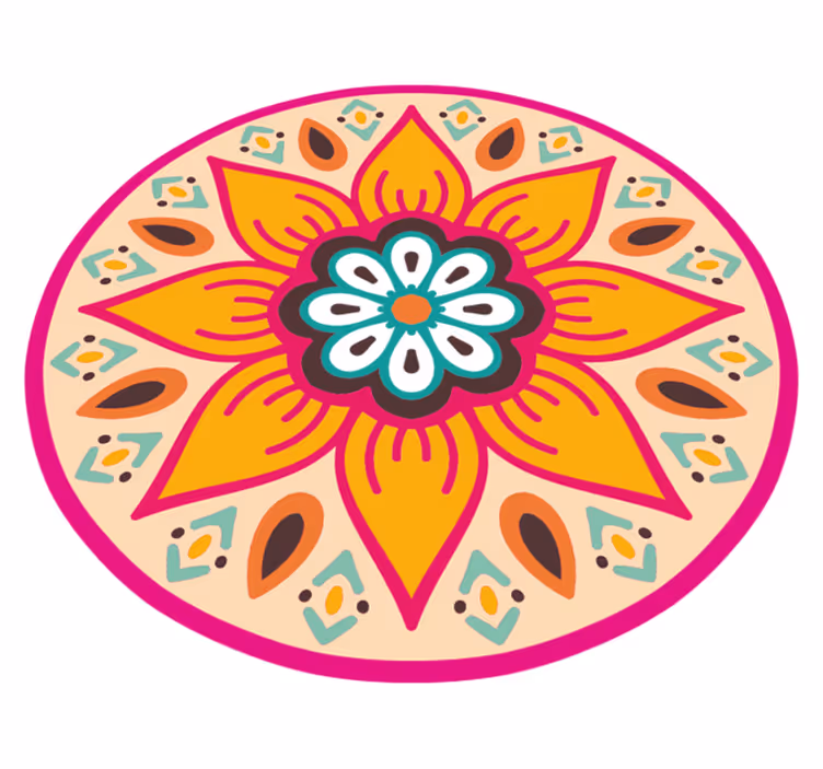 Splendido tappeto rotondo in vinile con mandala a fiori - TenStickers