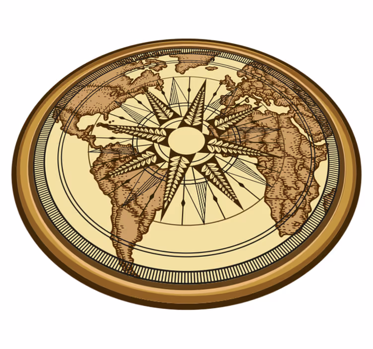 Tappeto rotondo vintage in vinile con mappa del mondo - TenStickers