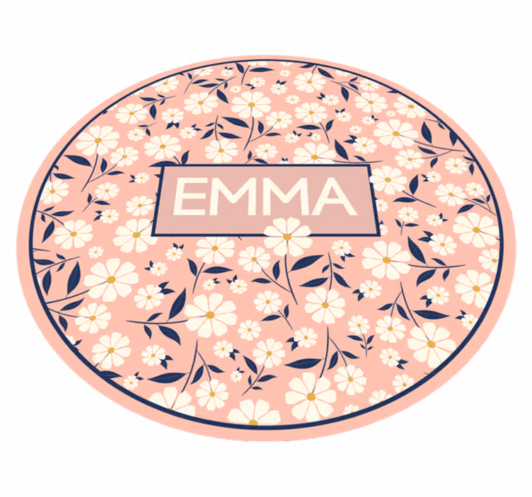 Tappeto vinile con nome cerchio floreale personalizzato - TenStickers