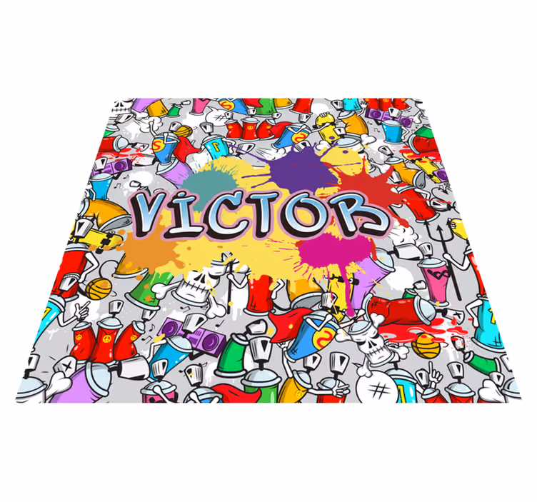Tappeto vinile con nome stile graffiti personalizzato - TenStickers
