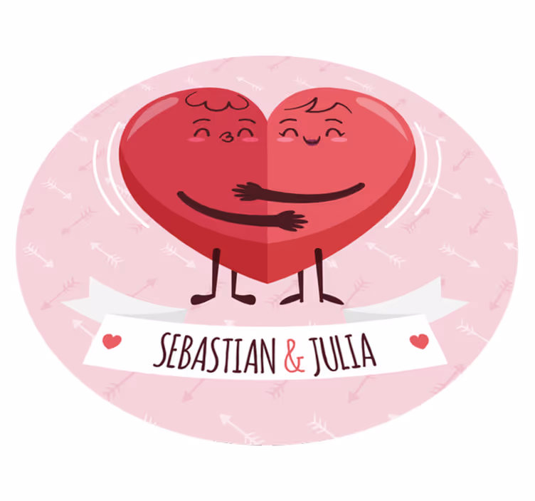 Tappeto vinile con nome illustrazione cuore personalizzata - TenStickers
