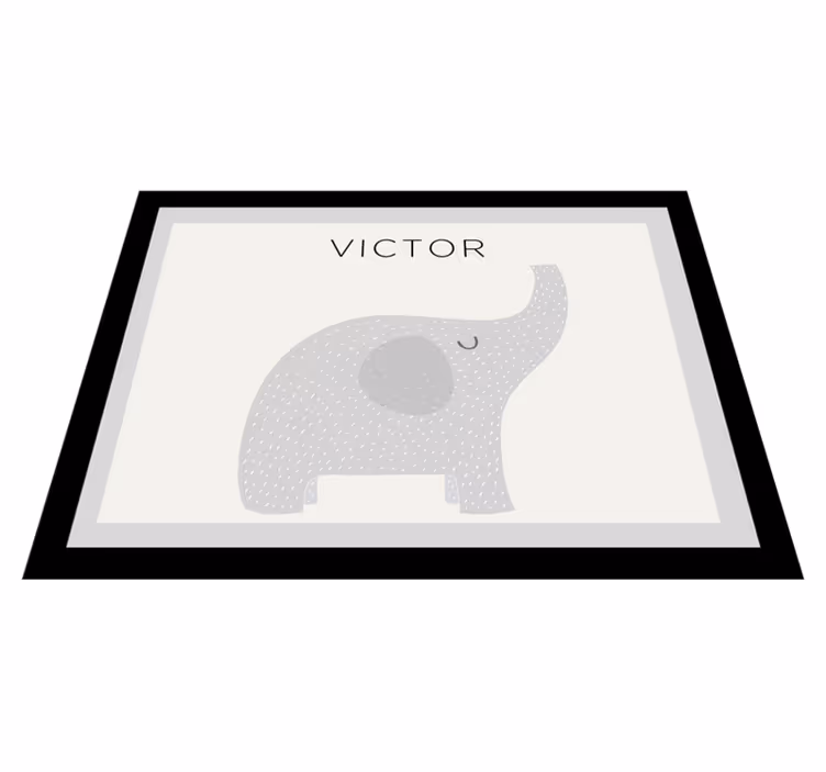 Tappeto vinile con nome elefante personalizzato - TenStickers