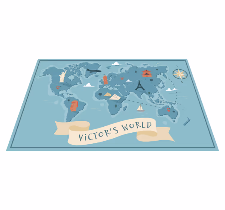 Tappeto vinile con nome mappa personalizzata - TenStickers