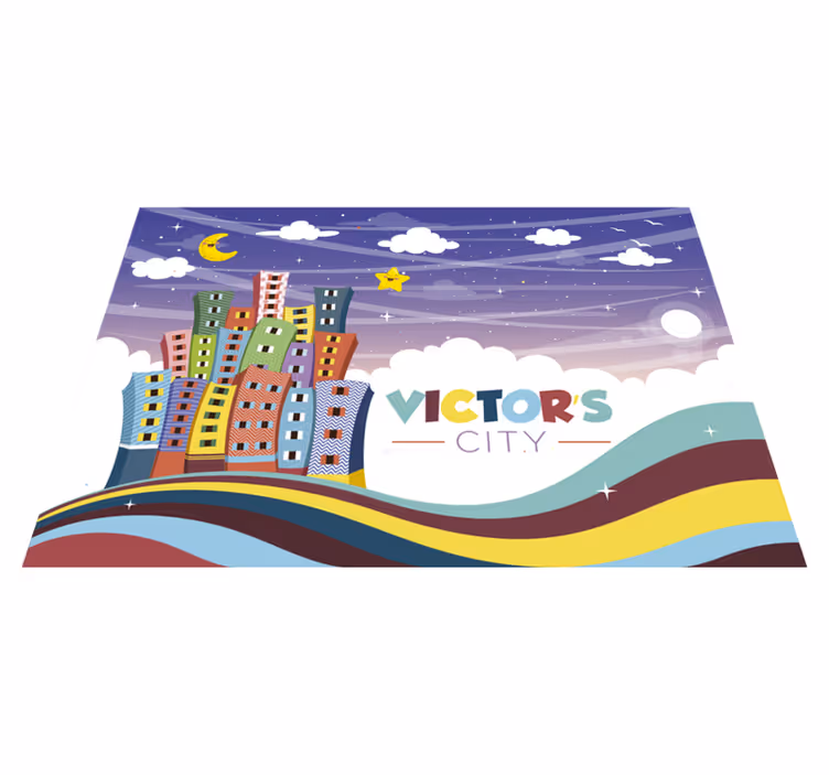 Magnifico tappeto in vinile dolce città con nome - TenStickers