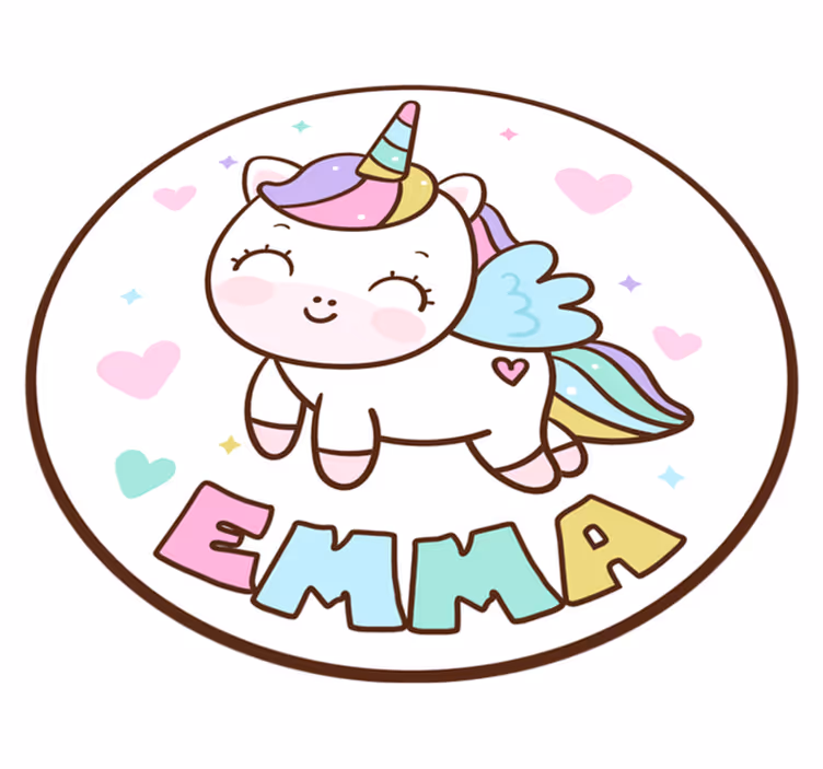 Tappeto pvc unicorno e nome personalizzabile - TenStickers