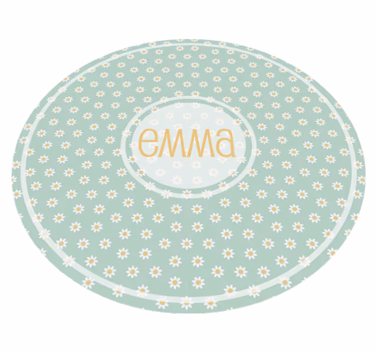 Tappeto in vinile bambini margherite con nome - TenStickers