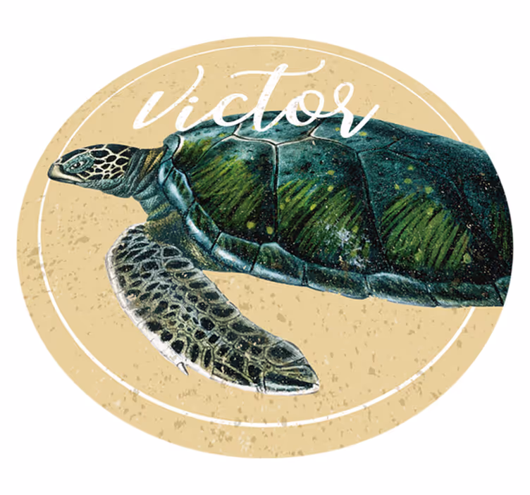 Tartaruga marina con nome tappeto in vinile con nome - TenStickers