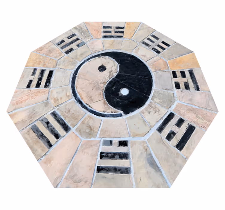 Tappeto in vinile con testi Marmo ying e yang - TenStickers