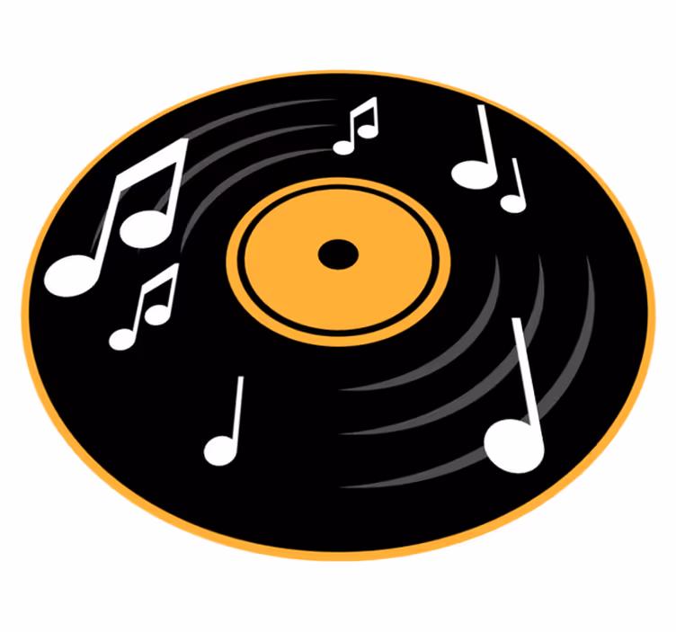 Tappeto vinile rotondo motivo del disco musicale - TenStickers