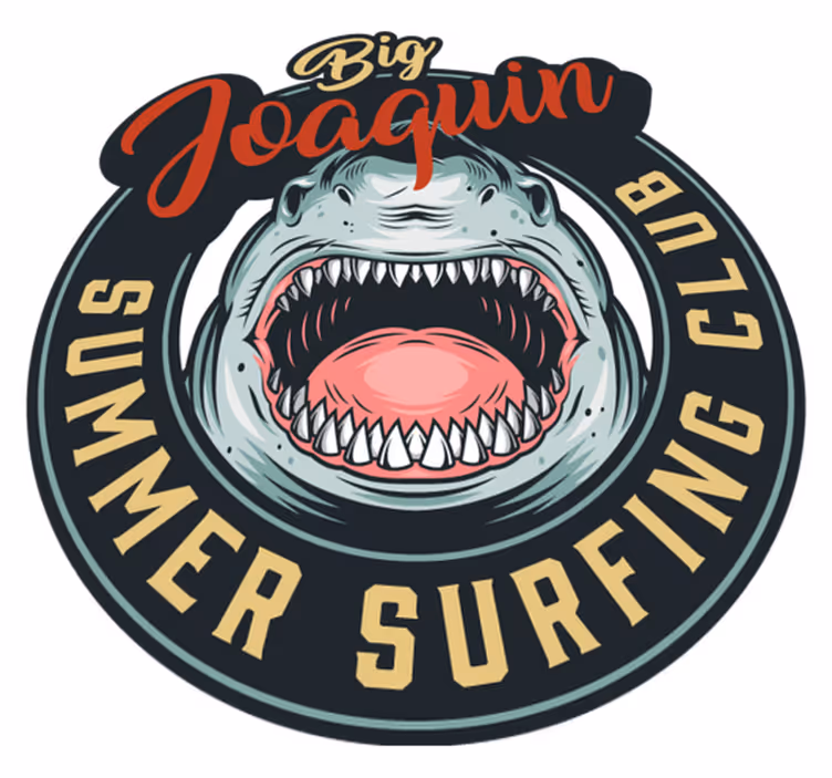 Tappeto vinile con nome emblema del surf dello squalo - TenStickers