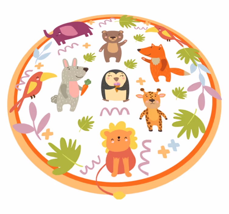 Tappeto vinile per bambini safari circolare nella giungla - TenStickers