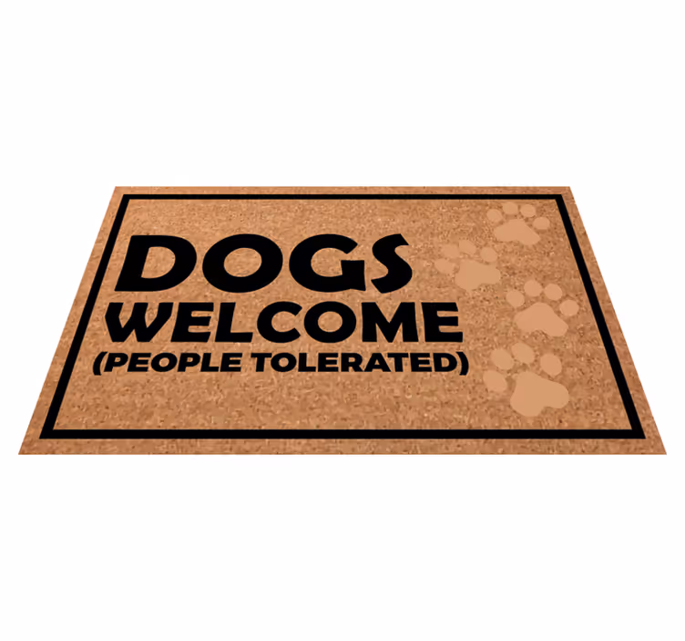 Tappeto vinile frase cartello di benvenuto dei cani - TenStickers