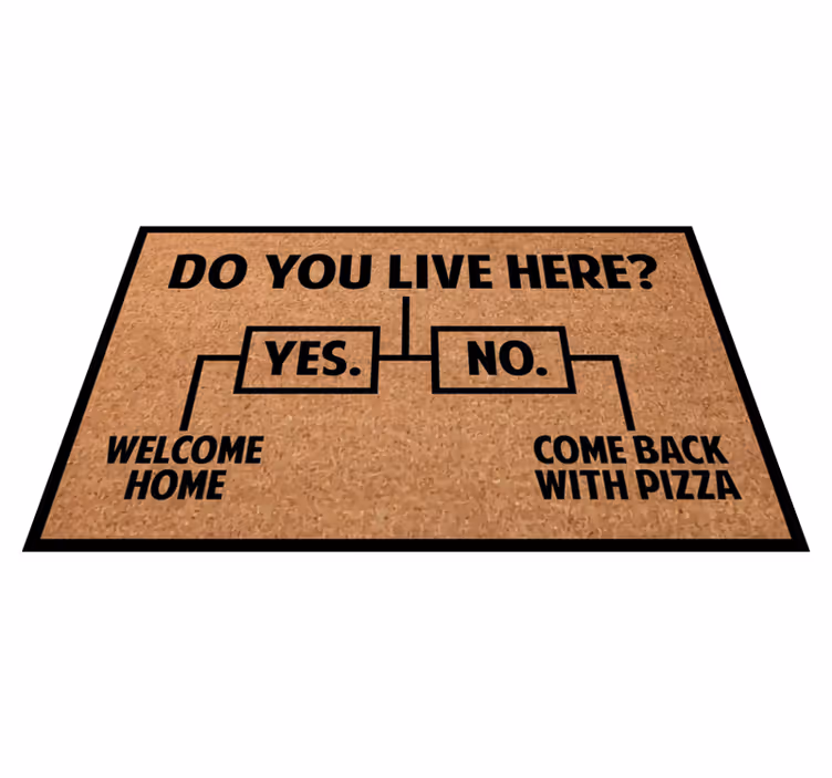 Tappeto in vinile con domanda "vivi qui?" - TenStickers