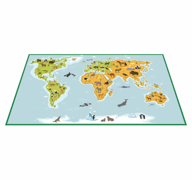 Tappeto vinile mappamondo esplorazione cartografica - TenStickers