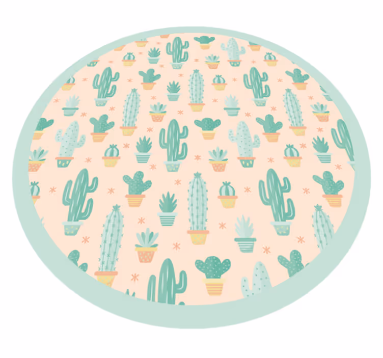Tappeto vinile per bambini motivo circolare di cactus - TenStickers