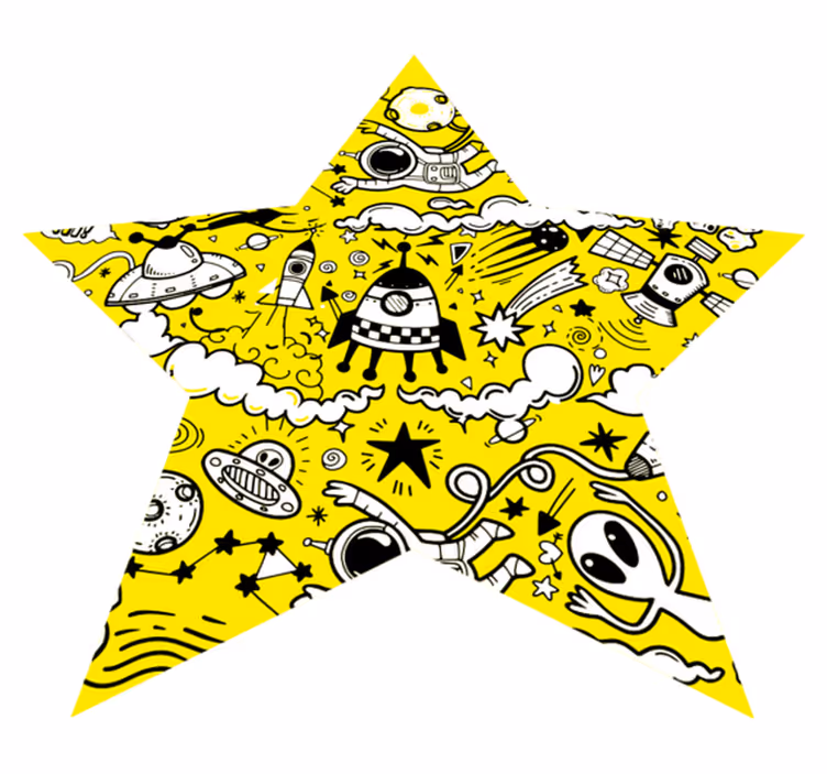 Tappeto vinile per bambini stella aliena doodle - TenStickers