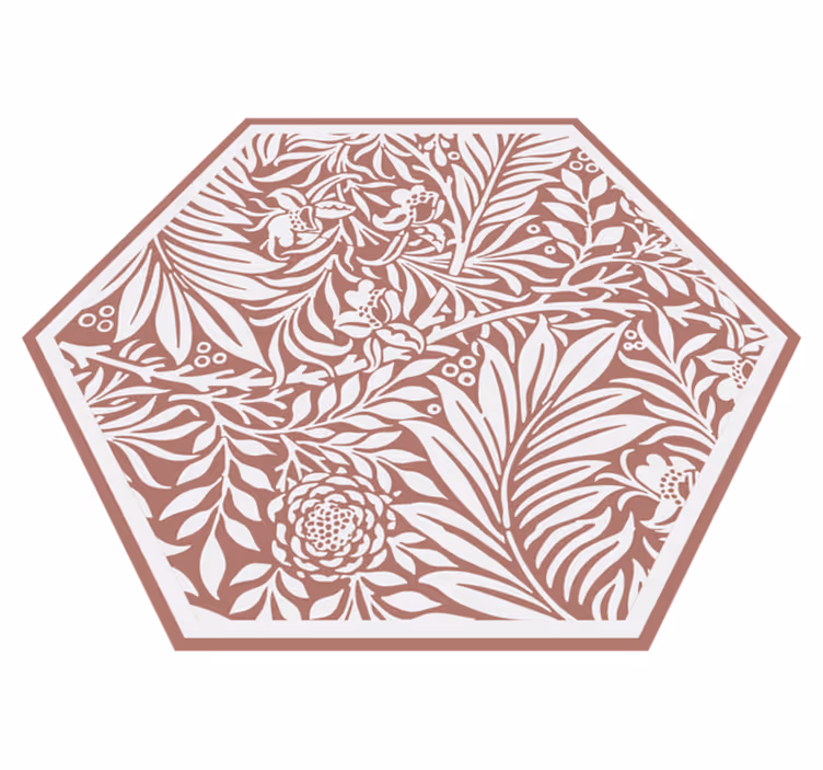 Tappeto vinile fiori esagono di simmetria floreale - TenStickers