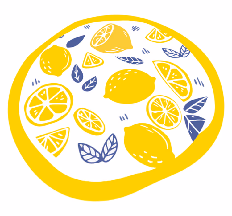 Tappeto vinile fiori cerchio con motivo a agrumi - TenStickers
