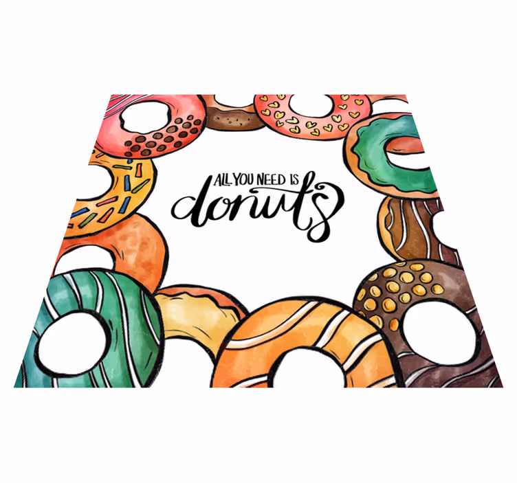Tappeto vinile frase ho bisogno del design delle ciambelle - TenStickers