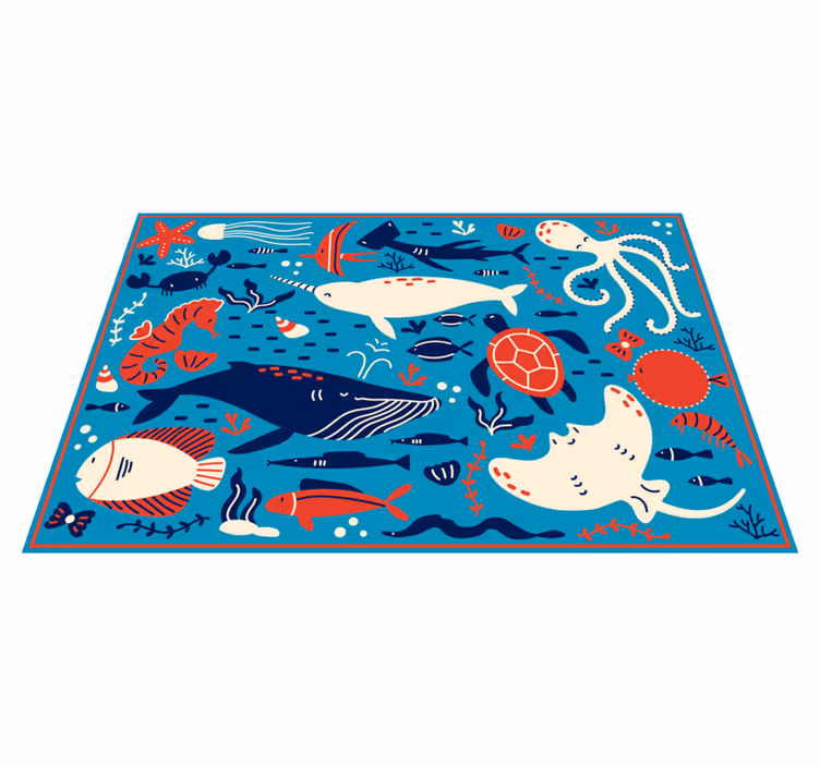 Tappeto vinile animali collage di creature sottomarine - TenStickers