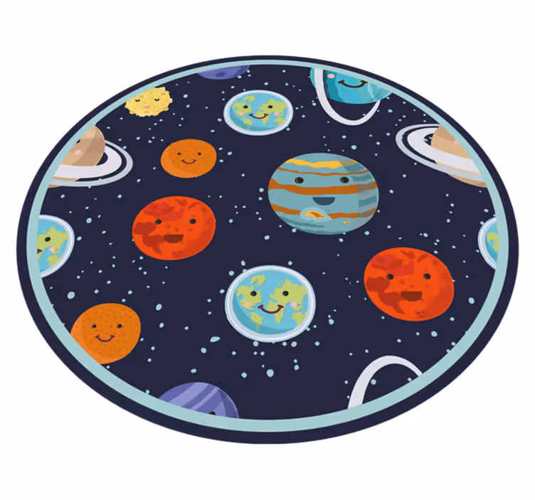 Tappeto in vinile bambini smiling Planets Circle - TenStickers
