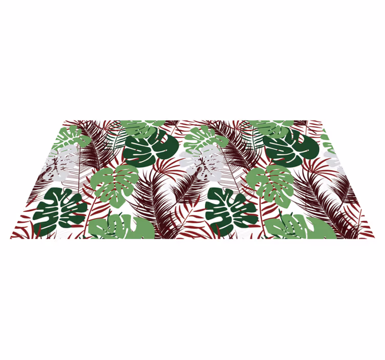 Tappeto in vinile per bagno fiori di foglie tropicale - TenStickers