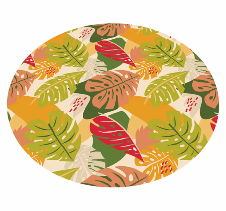 Tappeto vinile fiori modello di foglie tropicale - TenStickers
