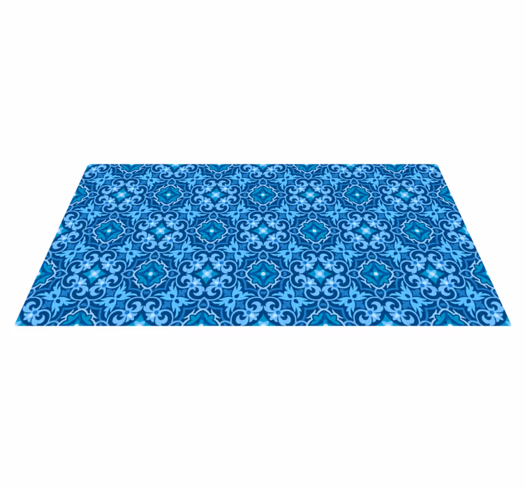 Tappeto vinile piastrelle motivo ornamentale blu - TenStickers