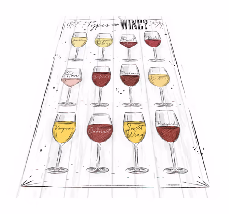 Tappeto vinile frase guida ai bicchieri di vino - TenStickers
