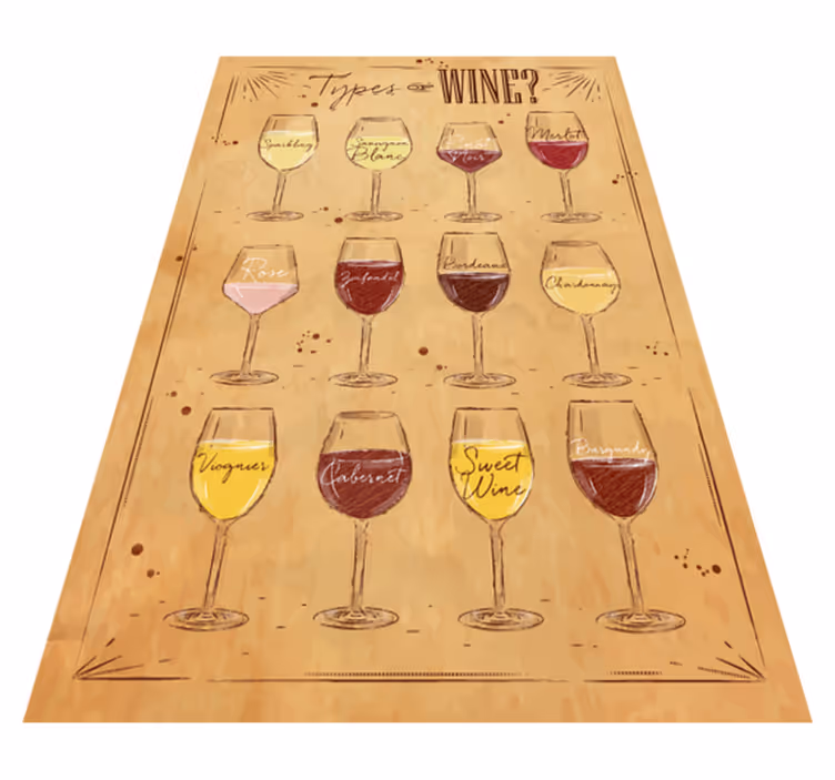 Tappeto in vinile su misura con bicchieri di vino - TenStickers