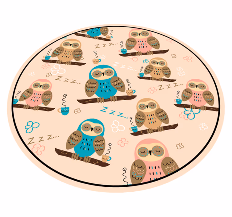 Tappeto vinile bebé cerchio a tema gufo - TenStickers
