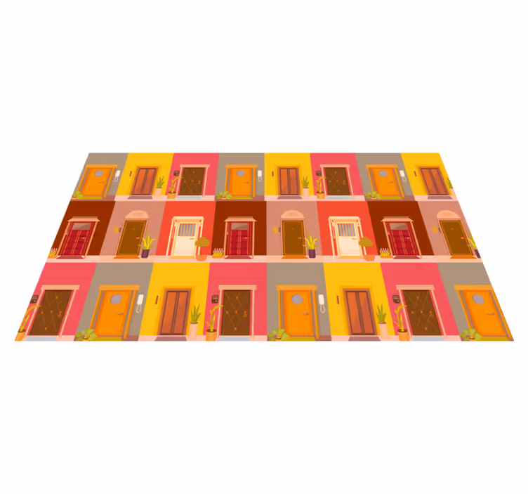 Tappeto vinile minimalista modello di porta colorata - TenStickers