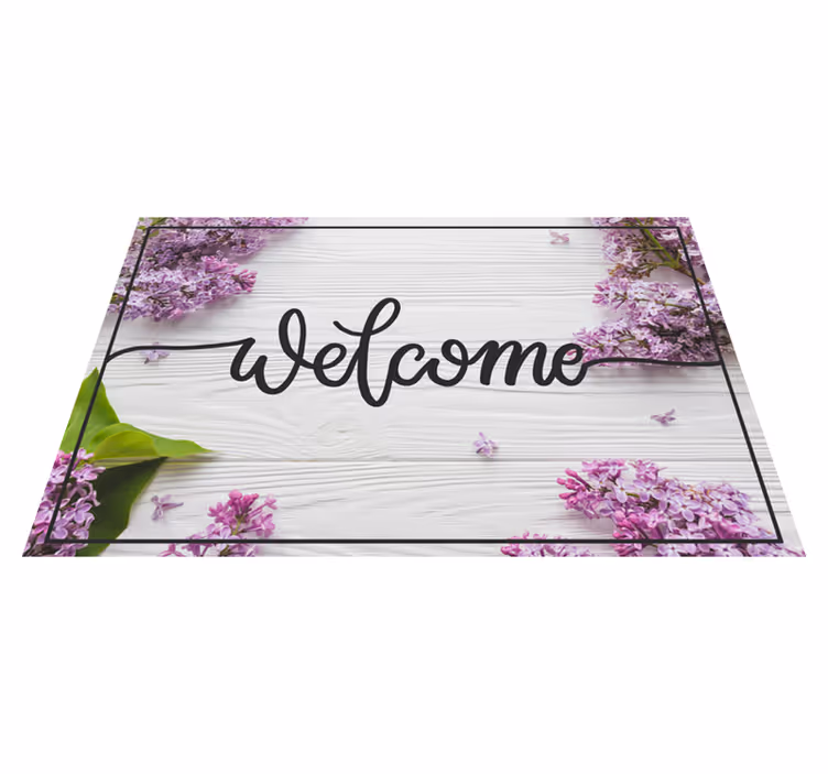Tappeto vinile frase ingresso floreale di benvenuto - TenStickers