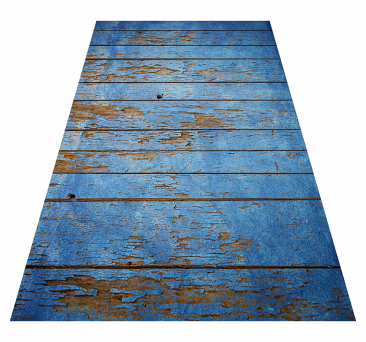 Tappeto vinile effetto legno assi blu in difficoltà - TenStickers