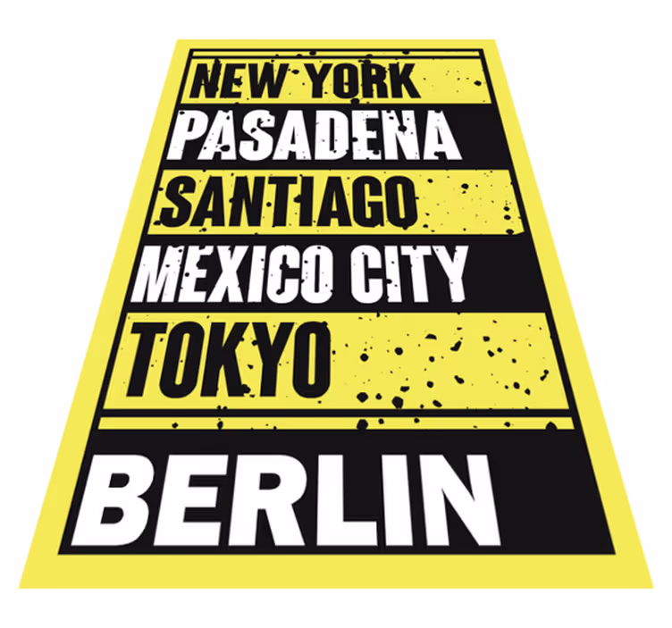 Tappeto vinile frase sovrapposizione di testo delle città - TenStickers