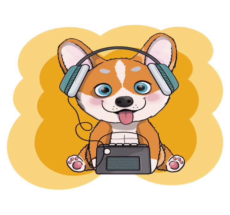 Tappeto vinile per bambini illustrazione cuffie cucciolo - TenStickers