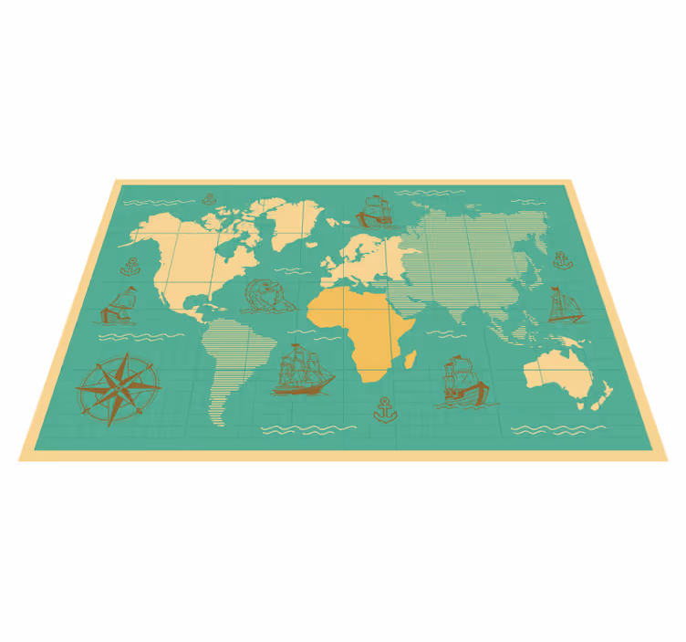 Tappeto vinile mappamondo mappa di esplorazione nautica - TenStickers