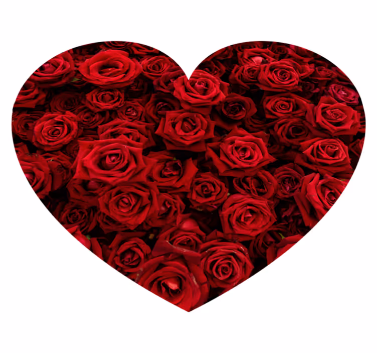 Tappeto vinile fiori romanticismo a forma di cuore - TenStickers