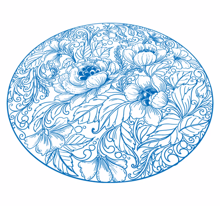 Tappeto vinile fiori motivo floreale rotondo - TenStickers