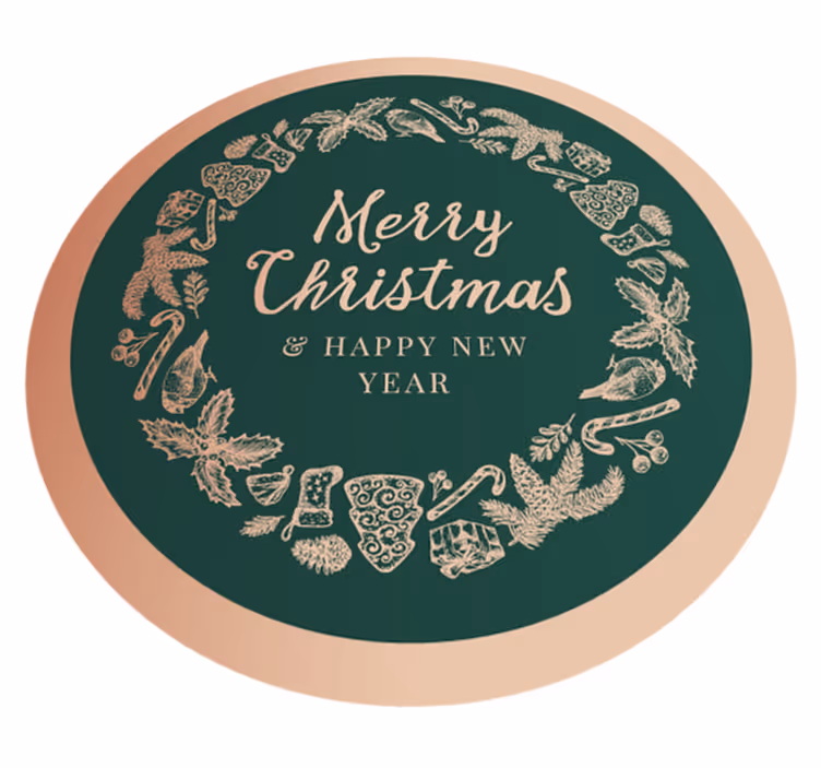Tappeto Vinile Natale cerchio di auguri festivi - TenStickers