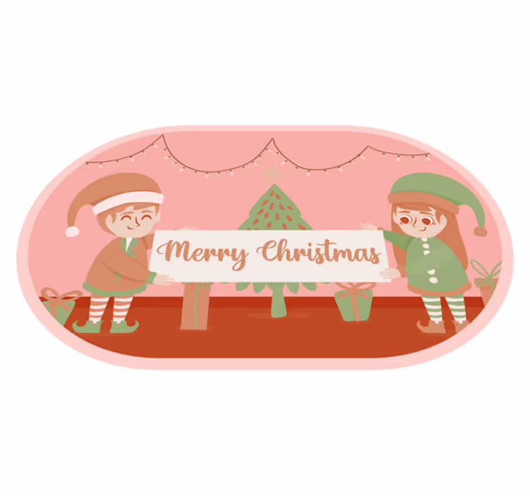 Tappeto Vinile Natale scena festosa degli elfi - TenStickers