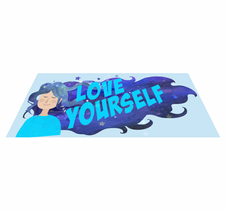 Tappeto vinile frase ama te stesso illustrazione - TenStickers