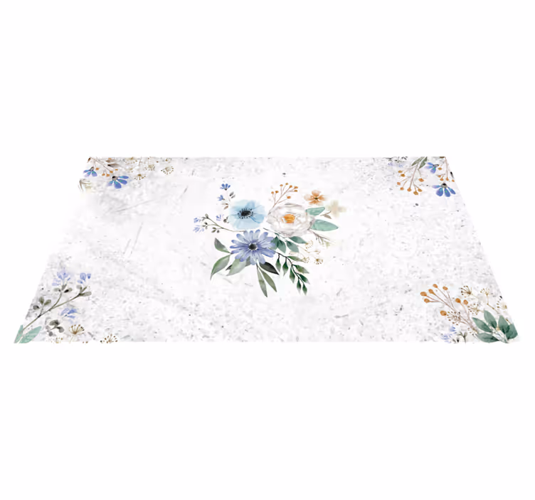 Tappeto vinile fiori eleganza floreale in marmo - TenStickers
