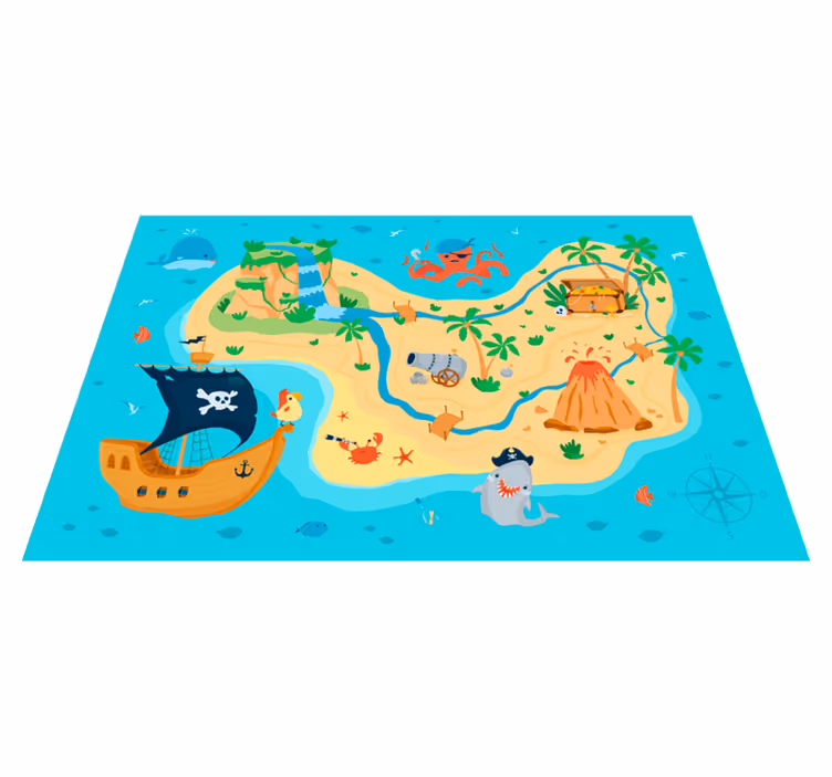 Tappeto vinile giochi mappa delle avventure dei pirati - TenStickers
