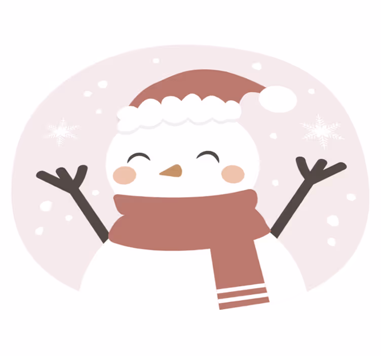 Tappeto Vinile Natale allegro pupazzo di neve - TenStickers