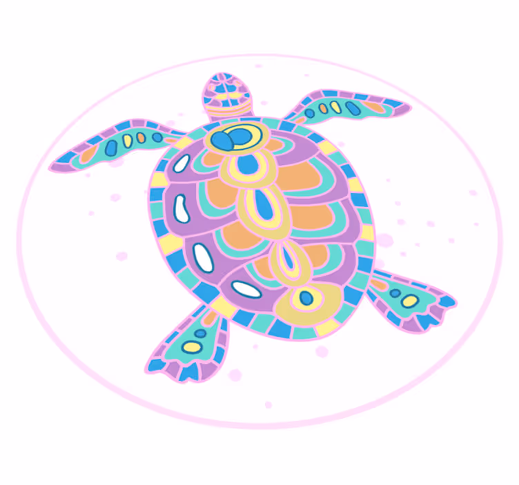 Tappeto vinile per bambini illustrazione tartaruga colorata - TenStickers