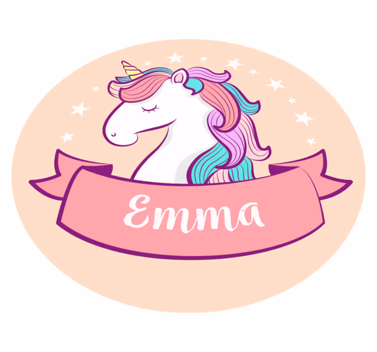 Tappeto vinile con nome unicorno personalizzato - TenStickers
