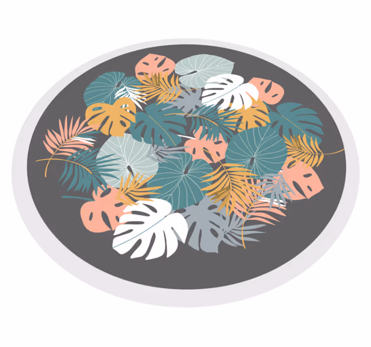Tappeto vinile fiori cerchio di foglie botaniche - TenStickers